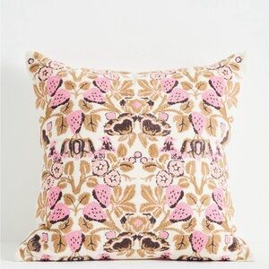 Anthropologie Cordelia Embroidered Cotton Pillow